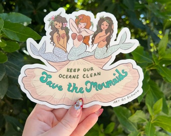 Save the Mermaids Bumper Sticker | Cute Sticker | Stickers for Car | Bumper Stickers | Waterproof Stickers | Stickers