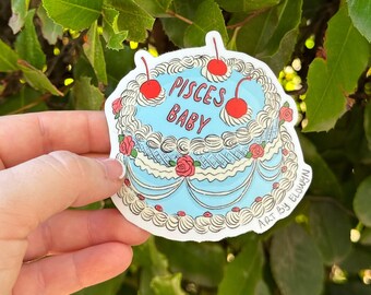 Pisces Cake Stickers | Fancy Cake Stickers | Astrology Stickers | Waterproof Stickers | Vinyl Stickers | Laptop Stickers | Stickers | Zodiac