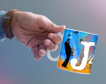 Details about   Coffee Cup Mug Travel 11 15 oz Music Jazz Blues Man Playing Instrument 