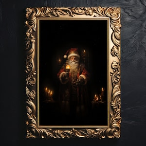 Weihnachtsmann, Weihnachten Drucke Dark Academia, antikes Ölgemälde, Vintage Ästhetik, heidnisches Design, launische Wandkunst, digitaler Download