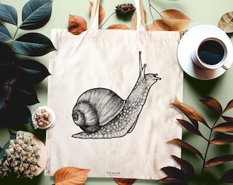 Customizable Snail Tote Bag: Illustrated Eco-Friendly Shopper