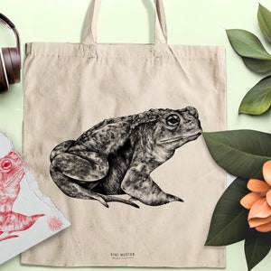 Toad Tote Bag | Customisable Illustrated Frog Canvas Bag | Eco Friendly Reusable Shopping Bag | Frogspotting | Frog and Toad Gifts