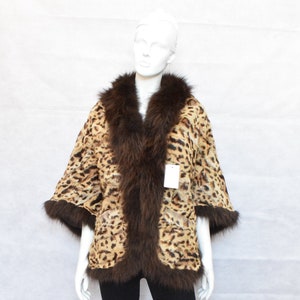 Fur Rabbit & Finn Raccoon Poncho, Cape, Animal Print With Brown Color ...