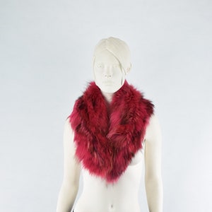Bont Finn Wasbeer kraag sjaal, Rood & zwarte kleur, echt natuurlijk bont bevestigd op jassen en jassen