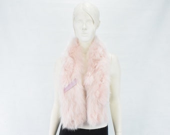Fox Fur scarf collar light Pink color, Womens winter accessories, neck warmer, Luxury woman outfit,