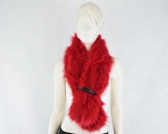 Fur Fox scarf Red color soft and warm accessory for womens, neck warmer, large scarf, collar.