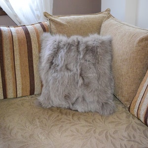 Fox fur pillow cover, couch pillow cushion cases beige colour Fox living room decor warm seat fireplace, 16&quot;x16&quot; & 18&quot;x18&quot; inches