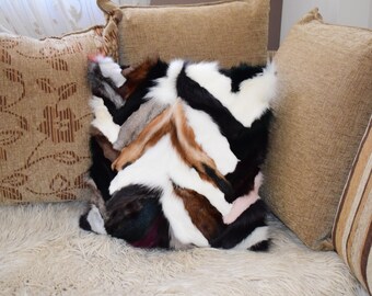 Fox fur pillow cover, couch pillow cushion cases colorful Fox living room decor warm seat fireplace 18&quot;x18&quot; inches