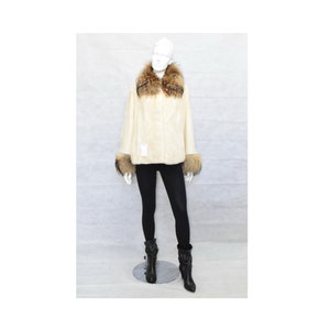 Pearl Mink Fur Jacket: Natural Raccoon Collar, Luxury Womens Overcoat