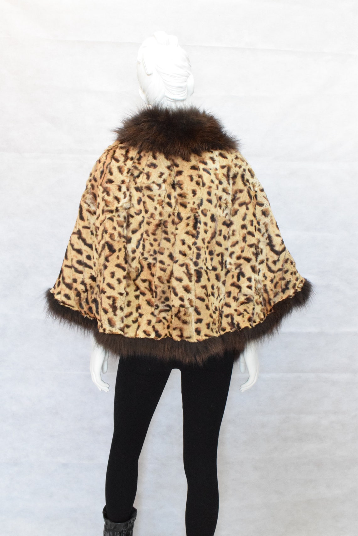 Fur Rabbit & Finn Raccoon Poncho Cape Animal Print With | Etsy