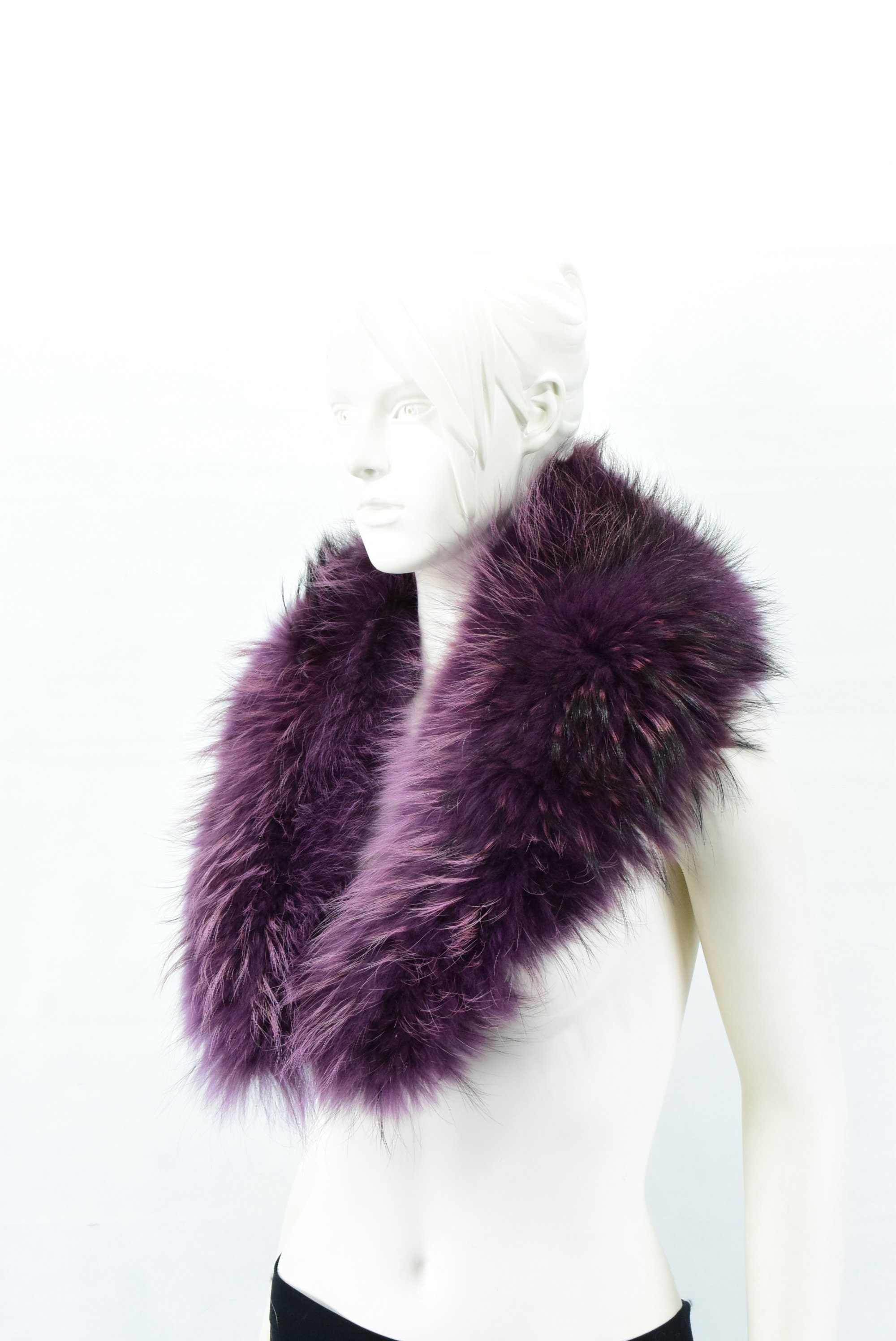 Finn Raccoon Fur Collar Purple Colour Fluffy Neck Warmer - Etsy