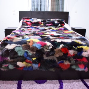 Fuchspelz decke, buntes Fell, Couch Überwurf, Luxus und warmes Dekorationsgeschenk.