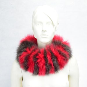 Fur Fox cowl neck warmer, fur with elastic fabric doublufast collar, black colour, unisex Mens Womens.