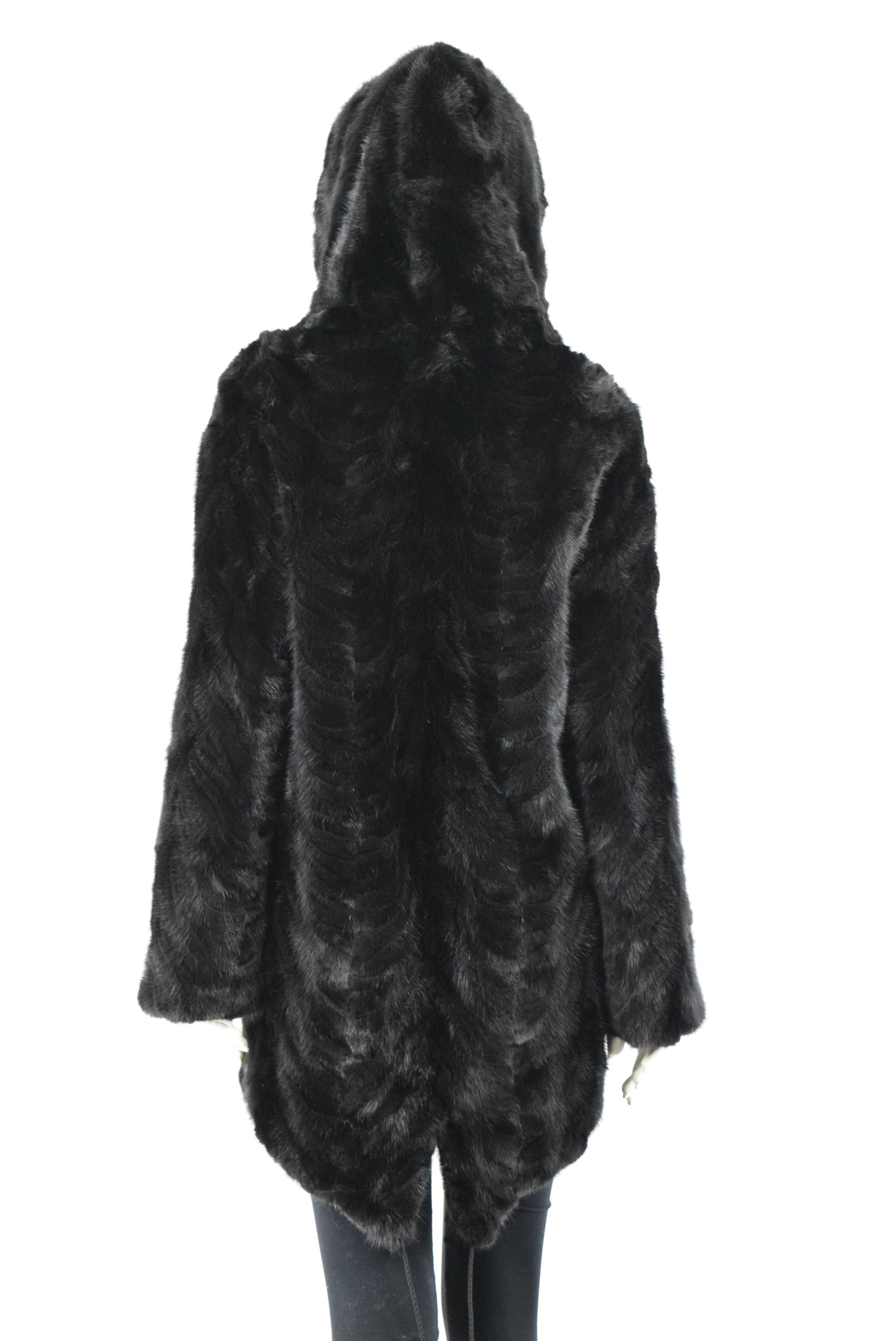 Women's Mink Fur black color unique fishtail design parka | Etsy