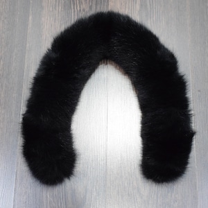 Fur Fox trim for hood black color / fur strips accessories for Jackets and coats / Unisex Mens Womans gift