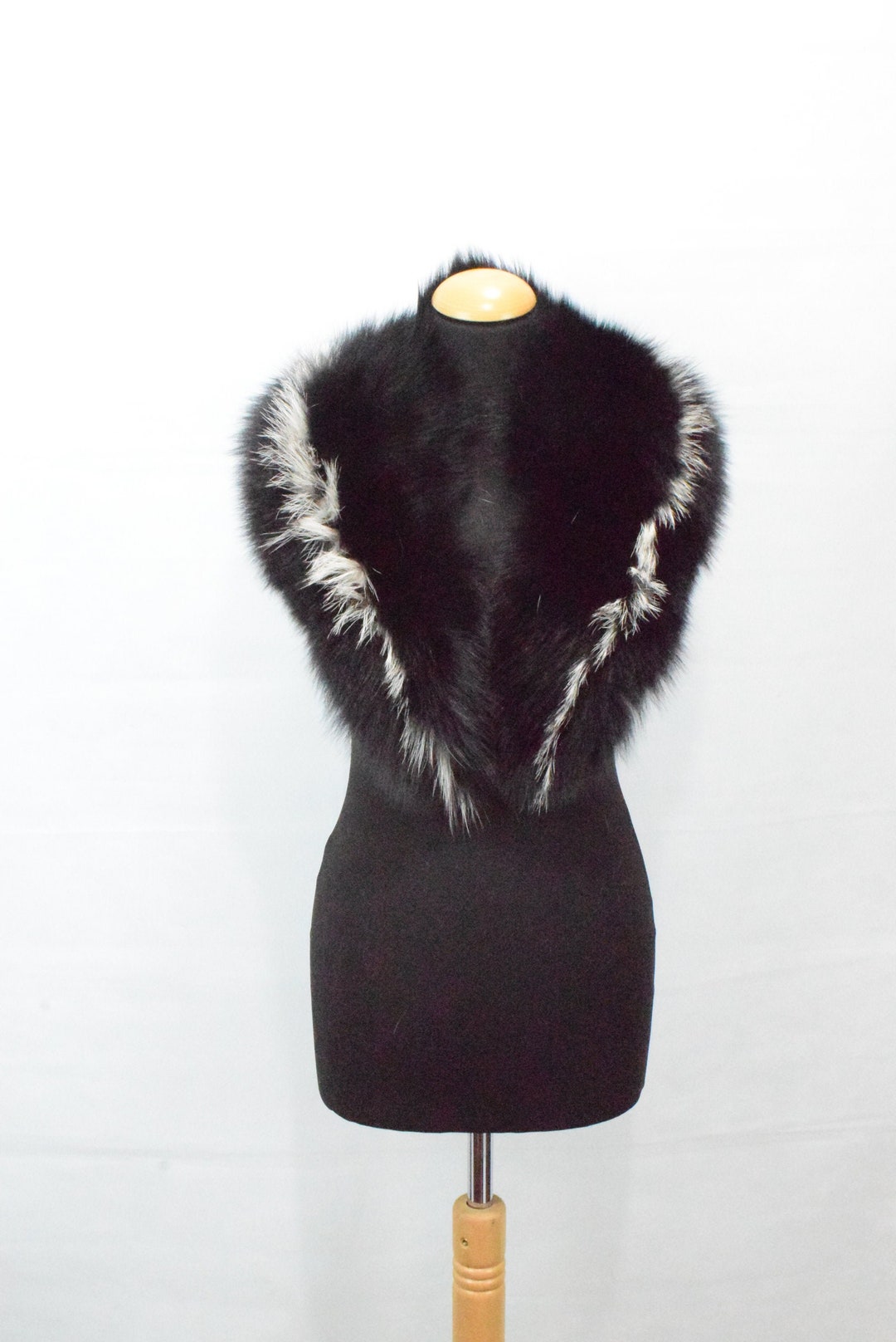 Fur Fox Collar Black With Silver Colour High Quality Fluffy - Etsy