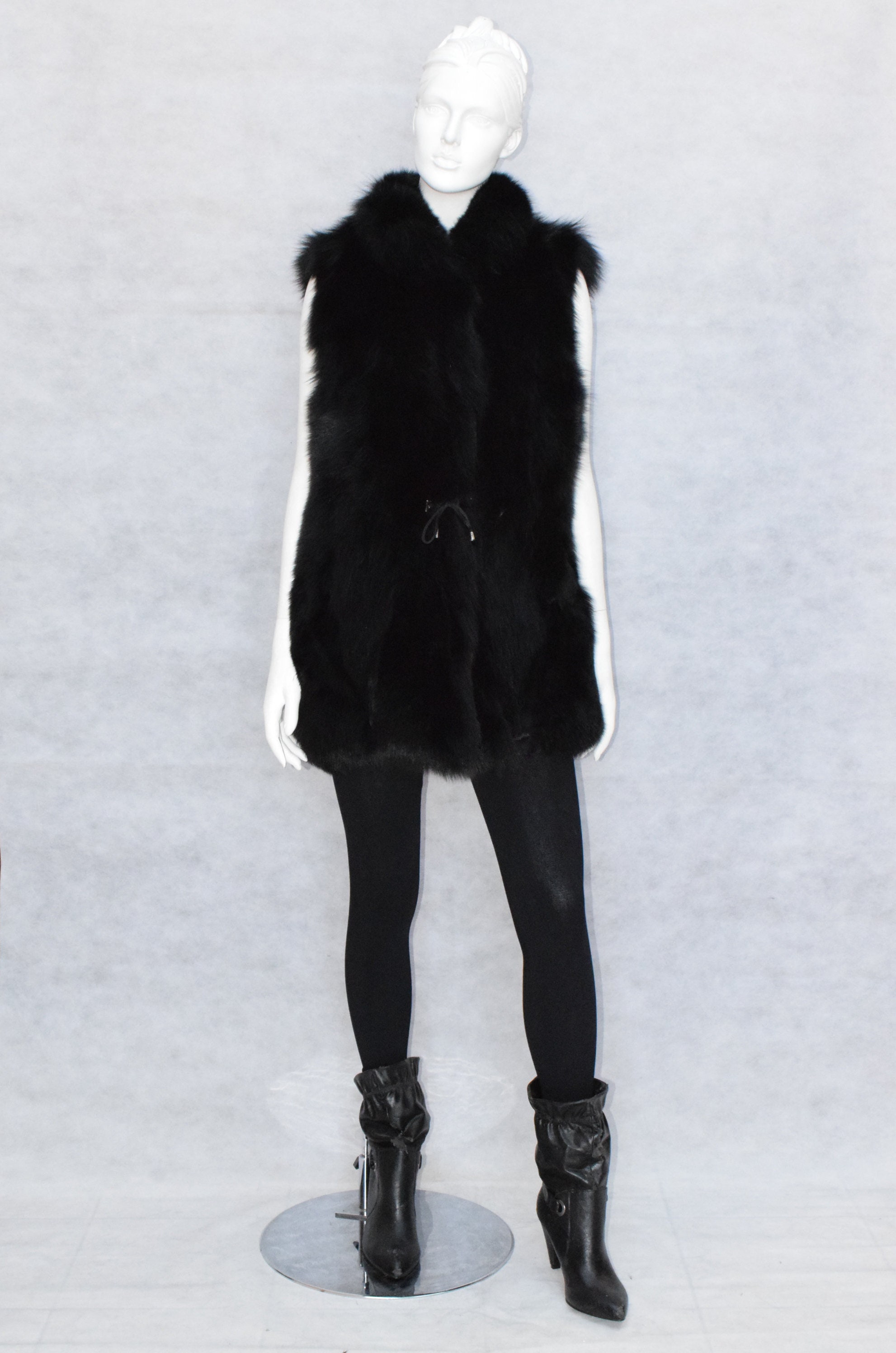 Black fur 2025 vest zara