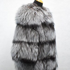 Fox Fur Jacket Coat Luxury Silver Color With Short Sleeves - Etsy