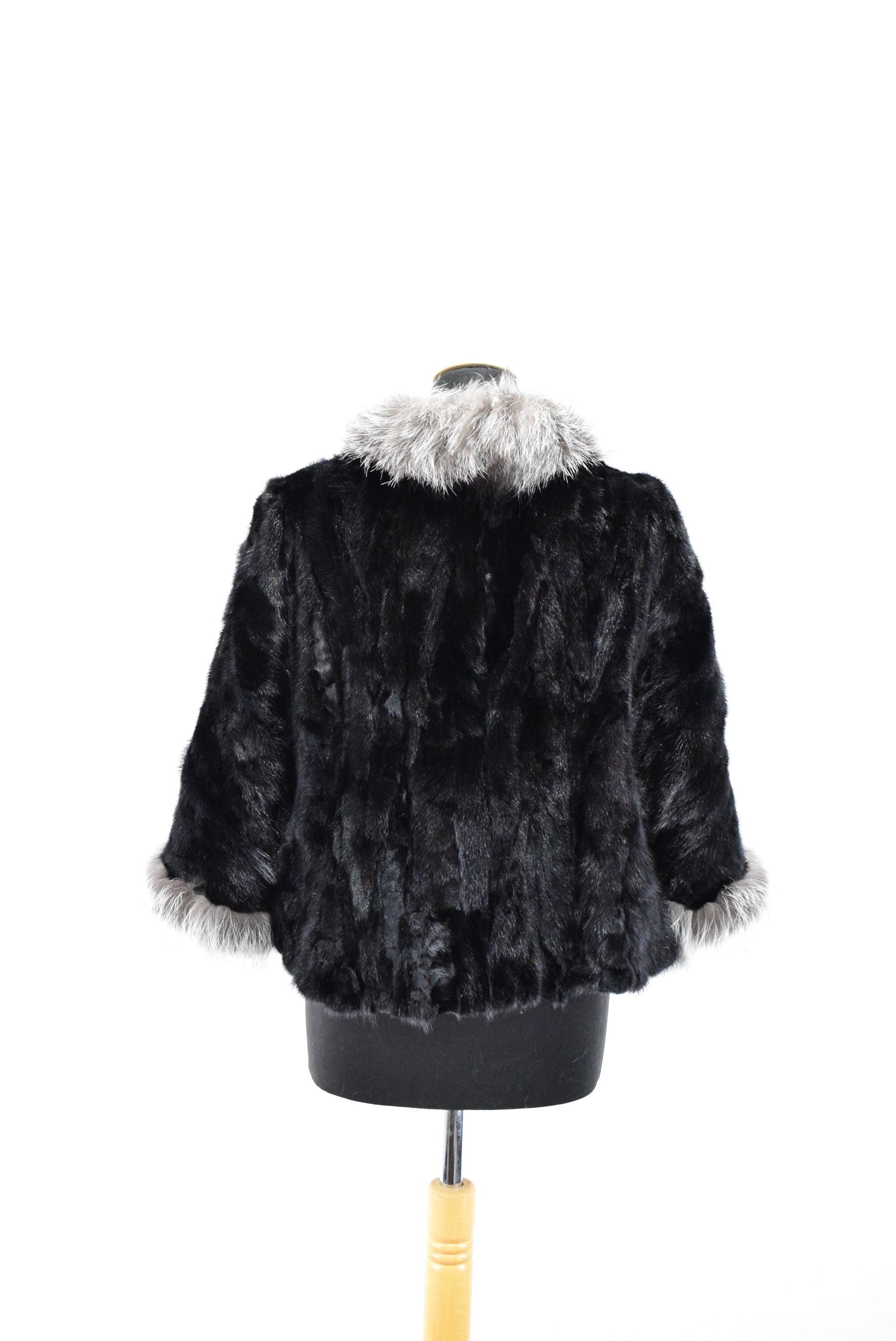 Mink-fox Fur Cape Black & Silver Colour One Size Fits Fox | Etsy