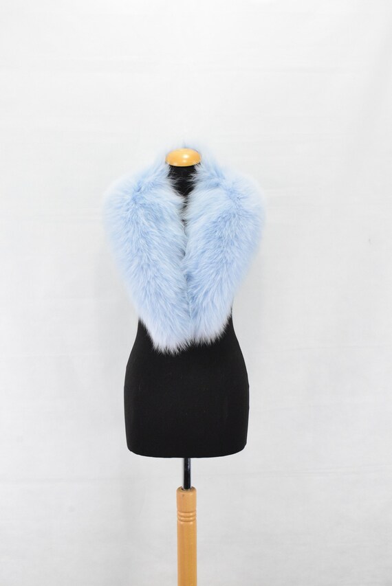 Fur Fox Collar Scarf Blue Colour High Quality Neck Warmer | Etsy
