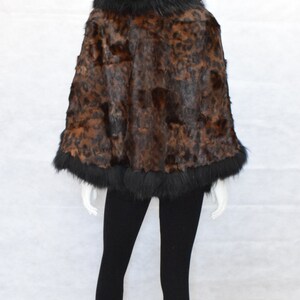 Fur Rabbit & Finn Raccoon Poncho, Cape, Animal Print With Brown Black ...