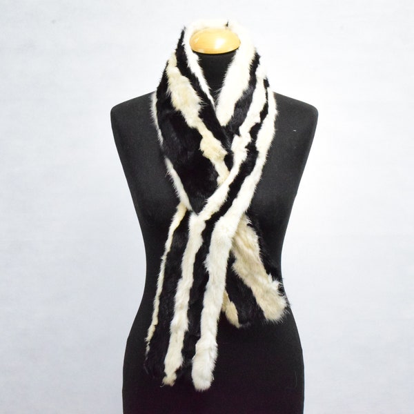 Mink fur scarf collar, pearl white black colour, warm neck accessory, unisex gift Mens Womens