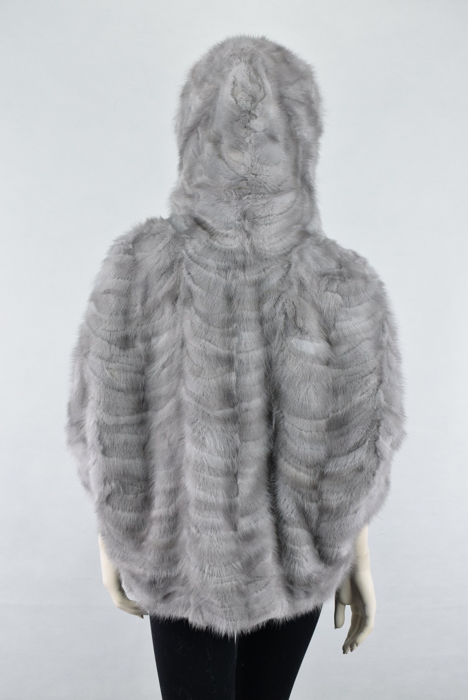 Luxury Fur Mink Cape Jacket Hooded Saphire Color Short Sleeves Etsy