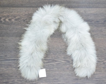 Fur trim hood, Finn Raccoon gray color, fluffy furry stripe, Mens Womens, gift.