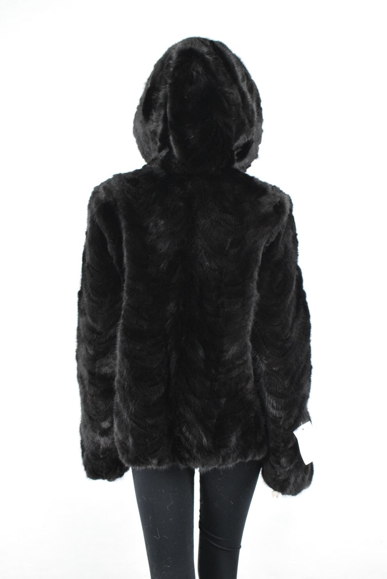Luxury Women's Mink Fur Bomber Jacket Hooded Total Black - Etsy