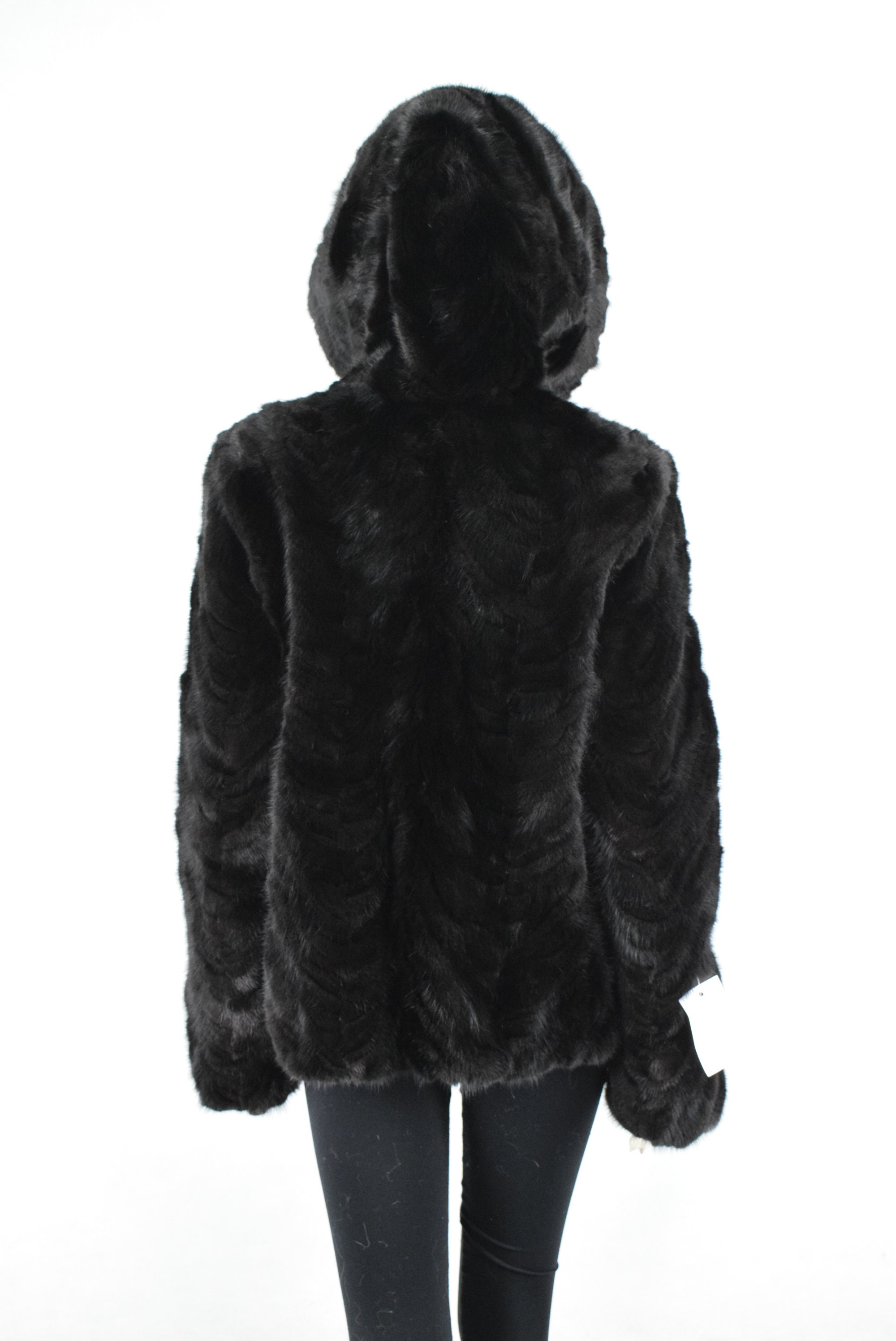 Luxury Women's Mink fur Bomber jacket hooded total black Etsy