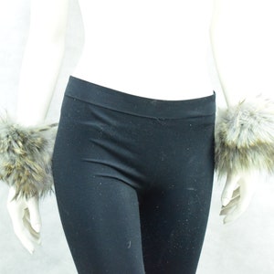 Finn Raccoon fur cuffs, gray brown color fluffy fur cuffs, wrist accessory elastic fur bracelet, Womens gift