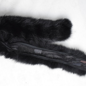 Fox fur black stripe  DIY sewing to your jacket coat or make it scarf collar/ Neck warmes