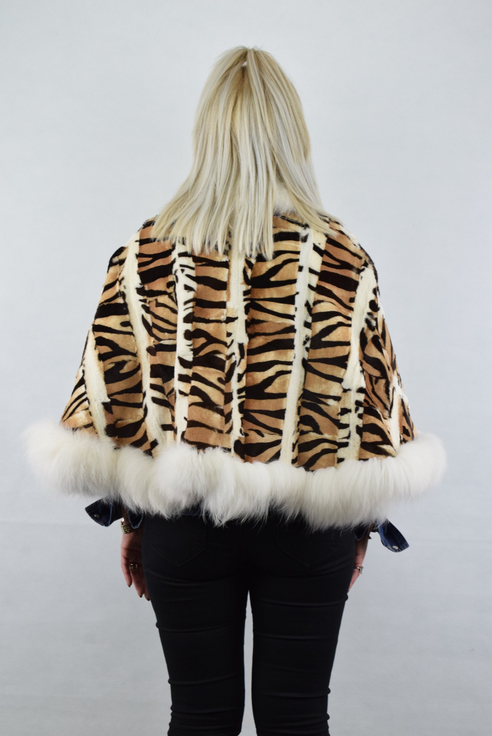 Women's Fur Rabbit With Finn Racoon Poncho Garment Animal | Etsy