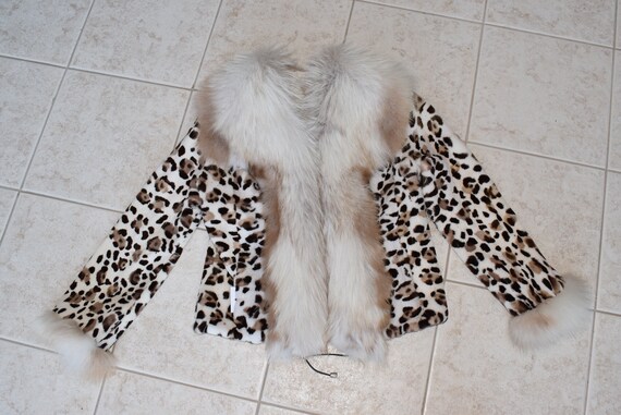フォックスカラー付きシアードミンクジャケット - ヒョウ柄ファー