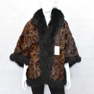 Fur Rabbit & Finn Raccoon Poncho, Cape, Animal Print With Brown Black ...
