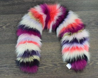 Colorful Finn Raccoon Fur Hood Trim: Extra Fluffy Furry Accessory