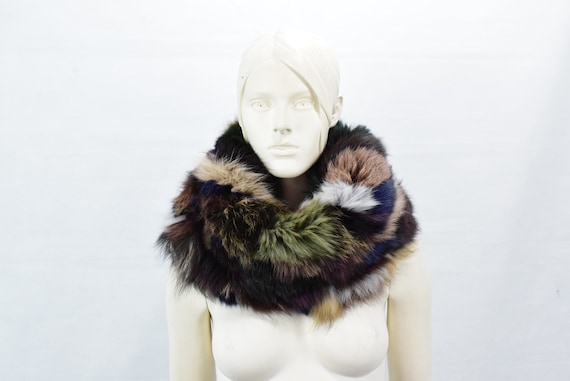 Fox With Raccoon Fur Cowl Neck Warmer Fur With Fabric - Etsy