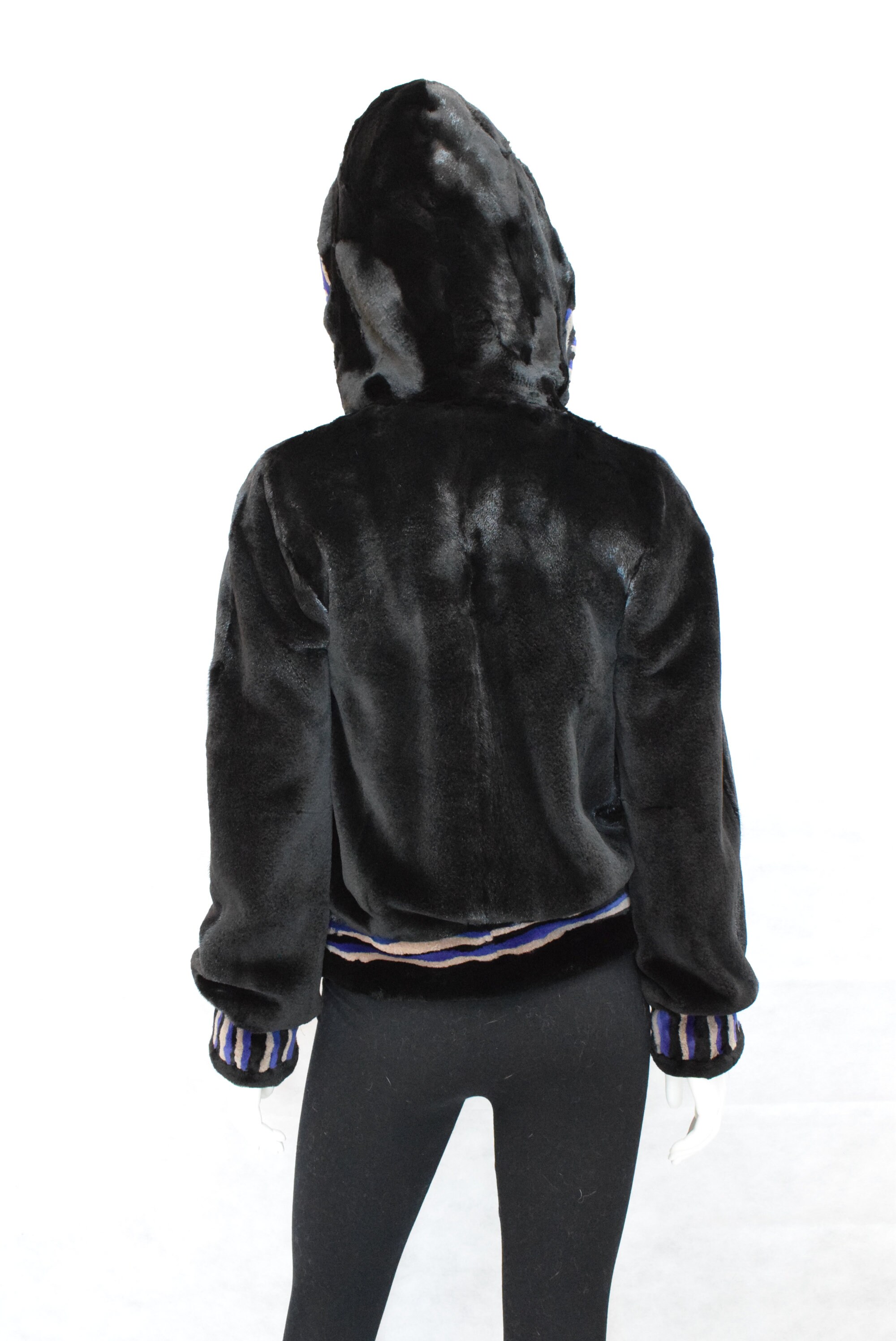 Woman Fur Sheared Mink Bomber Jacket With Hood Black Color Etsy