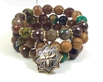Jasper Gemstone Dual Stone Tiger Eye Bumble Mix Dual Gemstone Natural Tiger Bumble Bee Stone Designer Jasper Wirewrap Stone