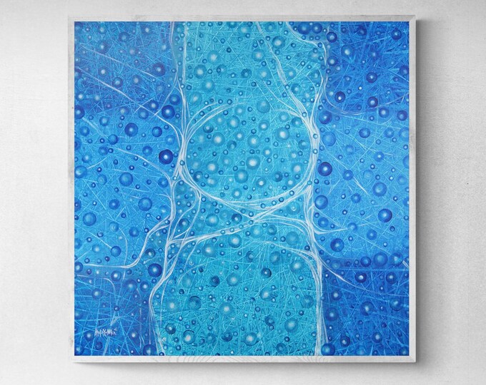 Original Turquoise Abstract Painting - Maria Marachowska