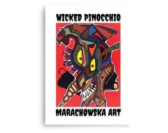 Horror Poster Wicked Pinocchio (5″×7″) - Painting Poster - Posters and Prints - Reproduction of the original painting by Maria Marachowska