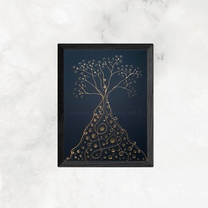 Painting Black Gold Tree - Maria Marachowska