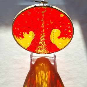 Glass Painting Suncatcher Red Tree by Maria Marachowska image 1