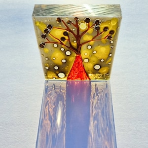 Glass Painting Sculpture Red Tree