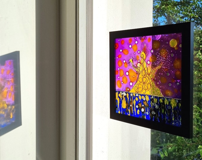 Glass painting suncatcher "Sunset" by Maria Marachowska