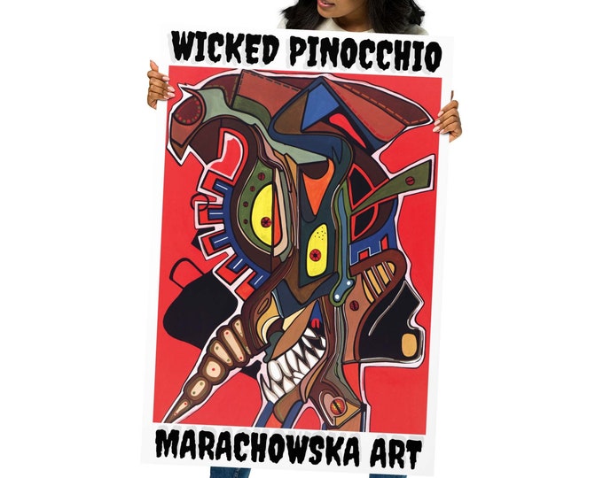 Horror Poster Wicked Pinocchio (24″×36″) - Painting Poster - Posters and Prints - Reproduction of the original painting by Maria Marachowska