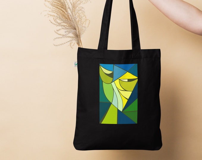 Organic fashion tote bag Abstract Cat by Maria Marachowska