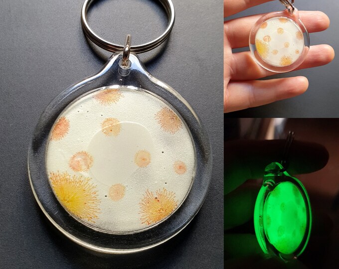 Painting Keychain Orange Art glow in the dark by Maria Marachowska