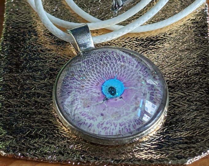 Purple Blue Art Glass Pendant by Maria Marachowska