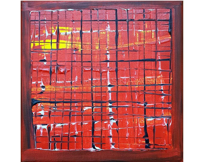 Abstract Red Painting Lines by Maria Marachowska